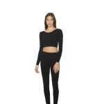 NŐI PAMUT SPANDEX JERSEY HOSSZÚ UJJÚ RÖVID FAZONÚ TOP