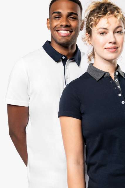 ka261-10.jpg LADIES' TWO-TONE JERSEY POLO SHIRT - Image 1