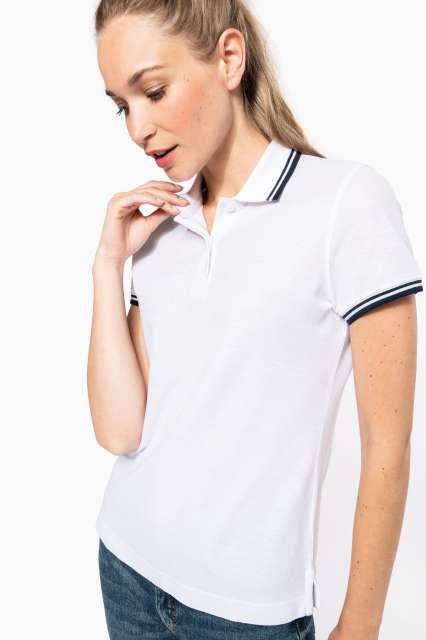 ka273-1.jpg LADIE'S 2 STRIPED SHORT SLEEVED POLOSHIRT - Image 1