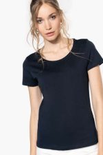 LADIES' SHORT-SLEEVED ORGANIC T-SHIRT WITH RAW EDGE NECKLINE - Image 3