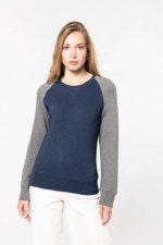 LADIES' TWO-TONE ORGANIC CREW NECK RAGLAN SLEEVE SWEATSHIRT - Image 4
