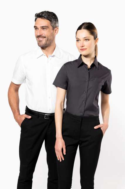 ka544-10.jpg LADIES' SHORT-SLEEVED COTTON POPLIN SHIRT-KA544 - Image 1