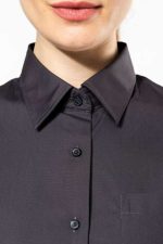 LADIES' SHORT-SLEEVED COTTON POPLIN SHIRT-KA544 - Image 4