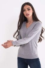 LADIES’ V-NECK FINE GAUGE COTTON PULLOVER - Image 5