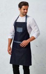 'DOMAIN' CONTRAST DENIM BIB APRON - Image 2