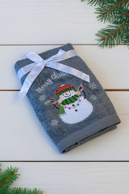 olxmas05-2.jpg OLIMA CHRISTMAS TOWEL - SNOWMAN - Image 1